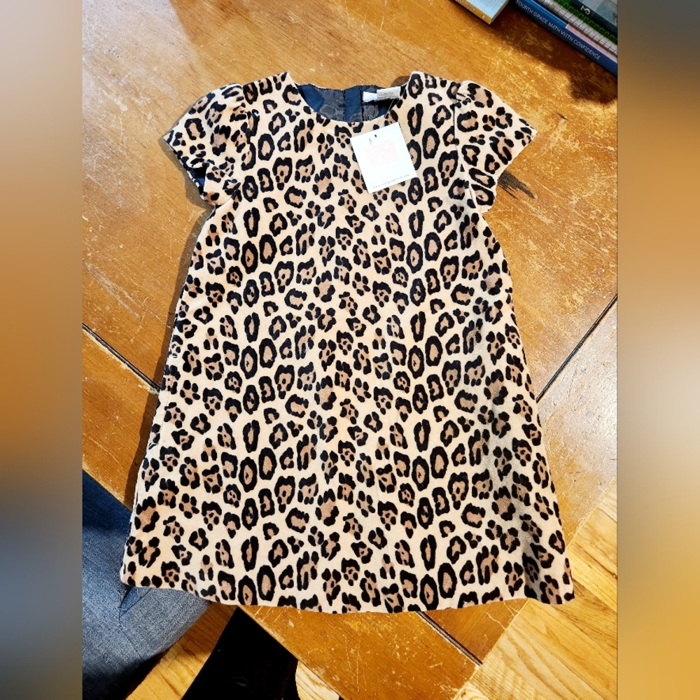 NWT Janie and Jack Velvet Leapord Print Dress: Size 2T